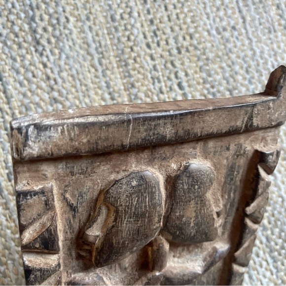 Antique Early 20th Century African Carved Wood Granary Door Art Piece 7x10” - Picture 8 of 9